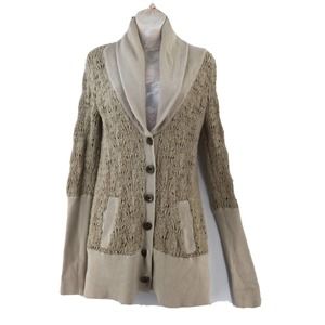 Free People Beige Knit Cardigan